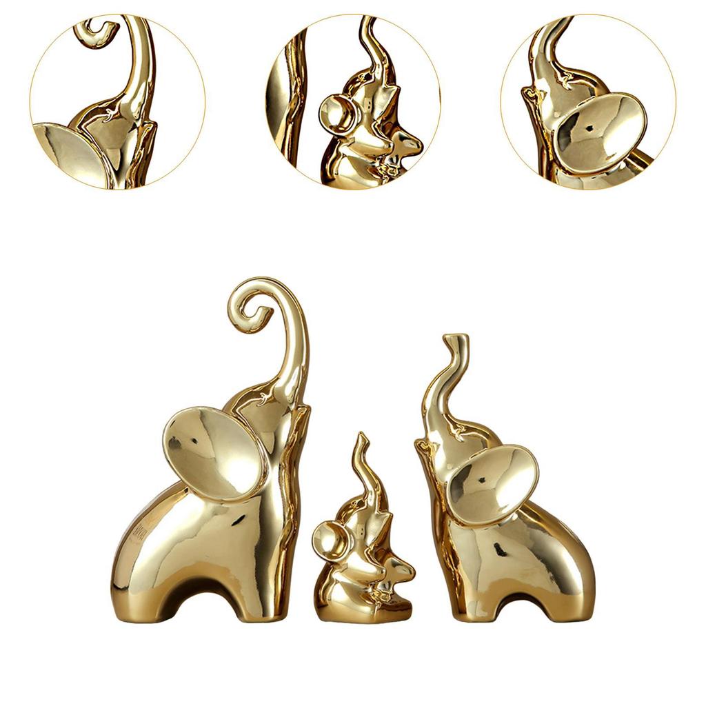3 szt. Statuetki Słoni Rodzina Słoni Figurki, Nowoczesne Kolekcjonerskie Dekoracje Biurka, Rzeźby Zwierząt na Biurko