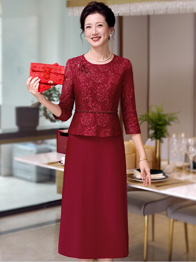 Elegant 2026 Qipao Dress: Mother of the Bride High-End Tummy Concealing Outfit