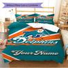 Name Custom Miami Dolphins Pattern Bedding Set Quilt Cover Pillowcase Home Decor Gift (1 * duvet cover + 2 * pillowcase, without core)