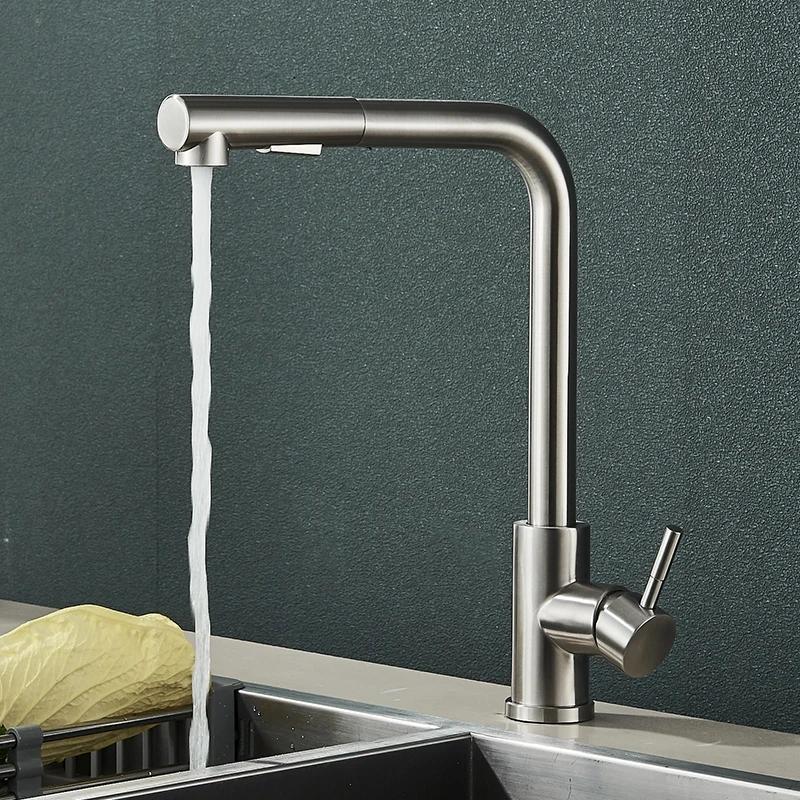 

Черная вращающаяся на 360° распылительная насадка для кухонной мойки из нержавеющей стали, краны для горячей и холодной воды, смеситель для кухни, устанавливаемый на бортик