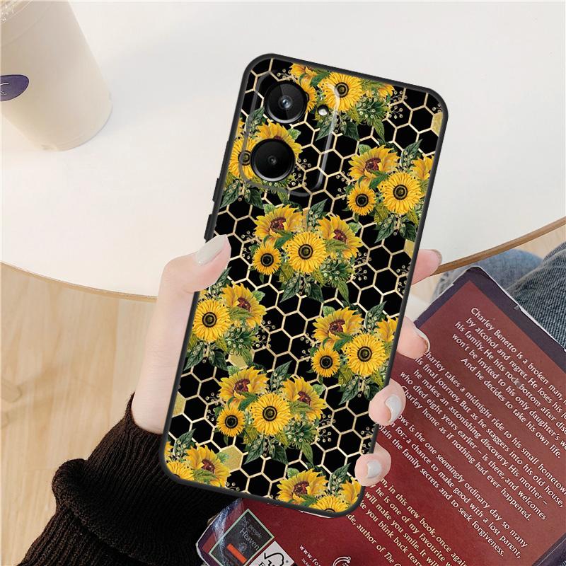 Beautiful Yellow Sunflower Case For Realme GT Neo 5 3 2 3T 8 9 10 Pro Plus C33 C35 C31 C30 C11 C15 C25 C21Y C55 Cover