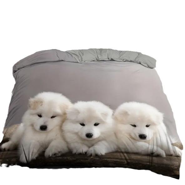 Bedding Three-Piece Set 3D Digital Printing Animal Cat And Dog Bed Sheet Quilt Cover