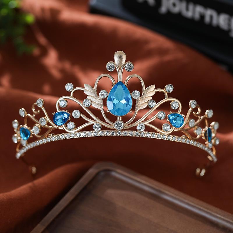Baroque Rhinestone Crown Headdress: European  American Bridal Hair Accessory