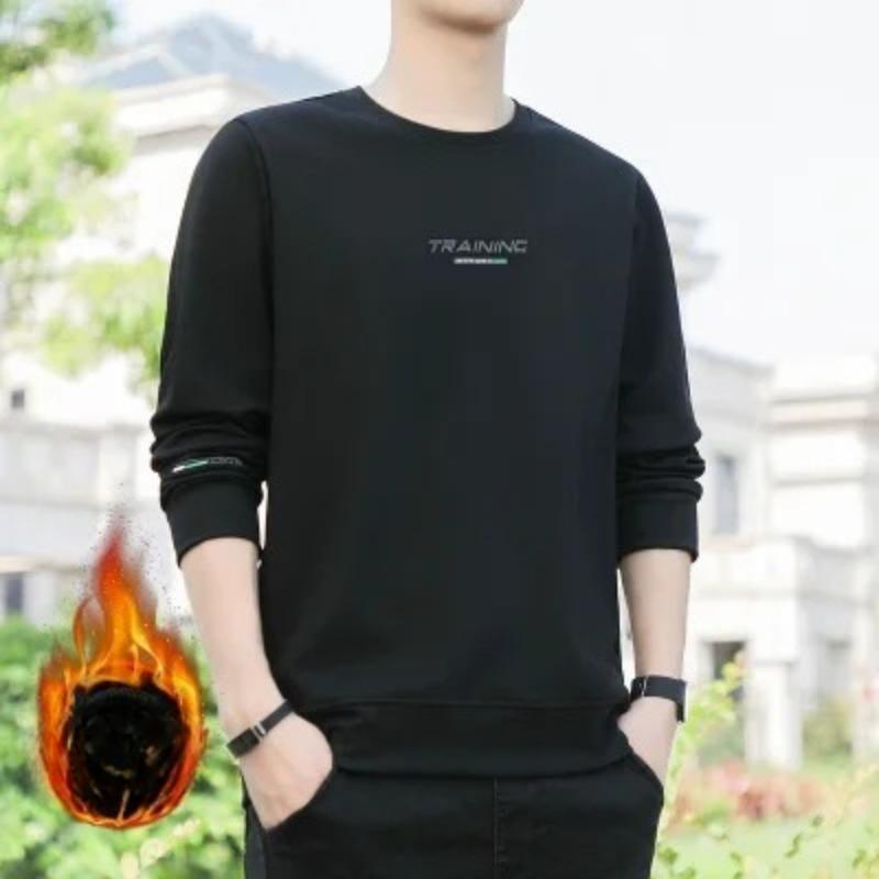 Hanorac pentru bărbați din fleece pentru toamnă și iarnă, hanorac casual, pulover cu gât rotund, cămașă versatilă cu fundul mărimii mari