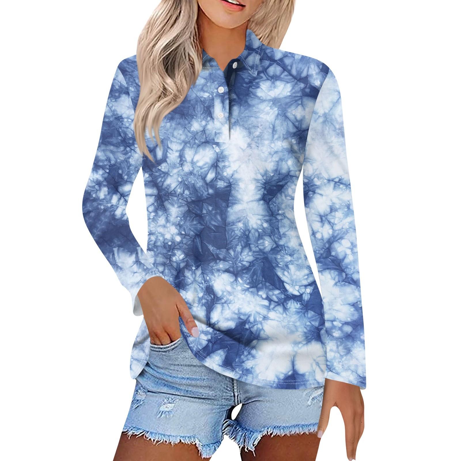 

Женская модная повседневная рубашка с короткими рукавами и принтом с лацканами, женские топы на пуговицах M синий