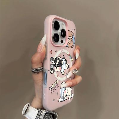 Cartoon Magnetic Jelly Two-in-one Mobile Phone Case for Apple for Iphone17pro Cartoon Magnetic Mobile Phone Case Ins