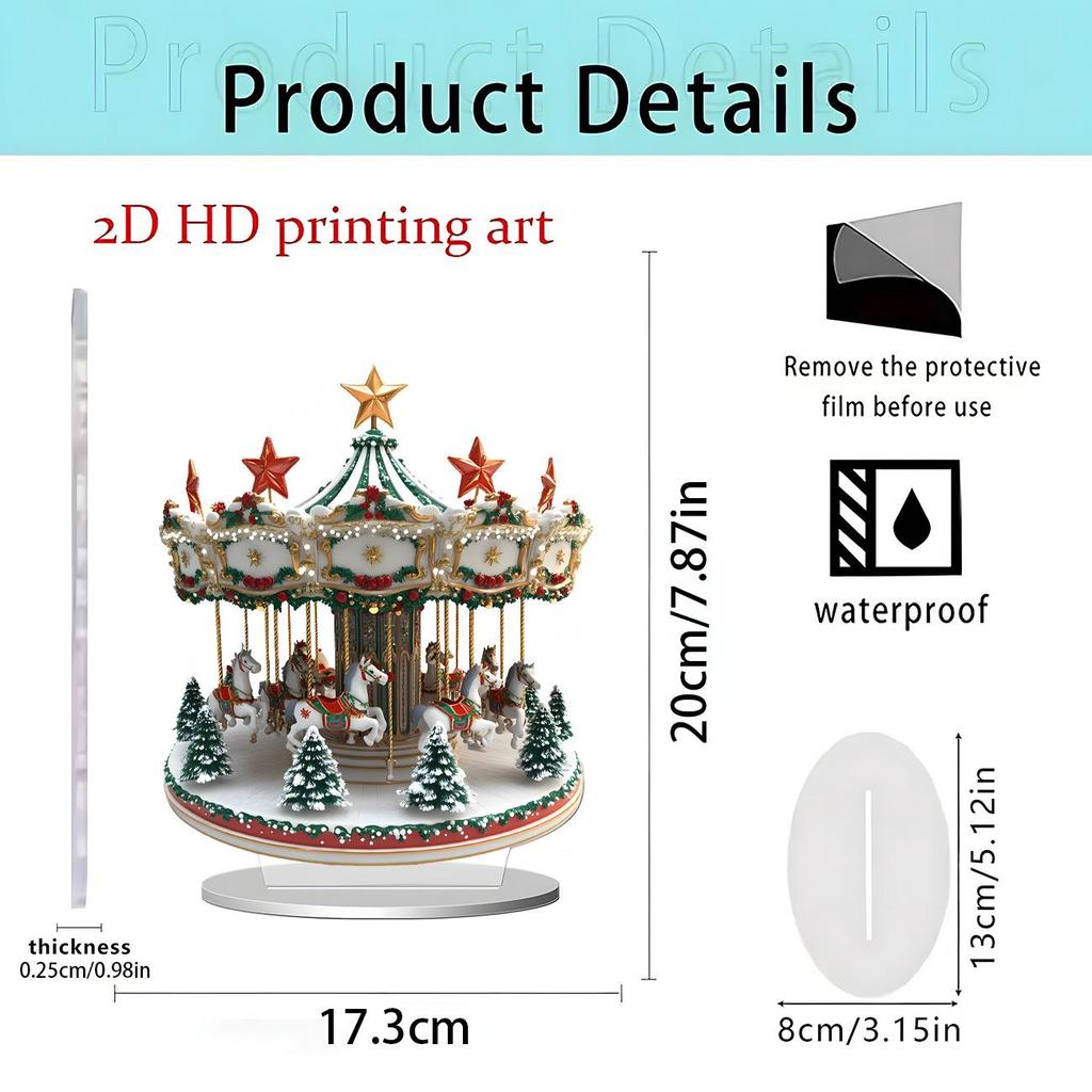 Rotating Christmas Carousel 2D Acrylic Standee - Festive Gift & Home Decoration