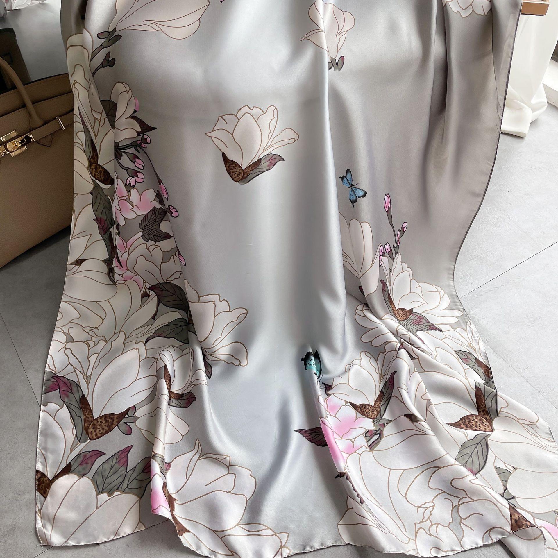 

Высококачественные роскошные шелковые шарфы, повязка на голову, шарфы, шейный шарф для женщин, шелковый шарф с цепочкой, женская декоративная шаль 180-90cm