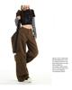 Women's Army Green Loose Cargo Jeans - Spring Style, Slim Fit, Wide Leg, Large Pockets