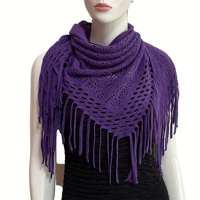 Women's European-Style Tassel Shawl: Summer Sun Protection, Triangle Scarf, Knit Cardigan, Beach Cover-Up