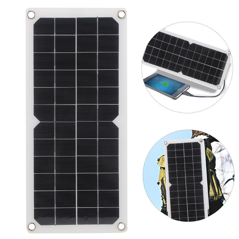 10W18V Car Flexible Solar Panel Charging 12V Battery Dual USB 5V Phone Charge Outer Hanging Backpack Charge