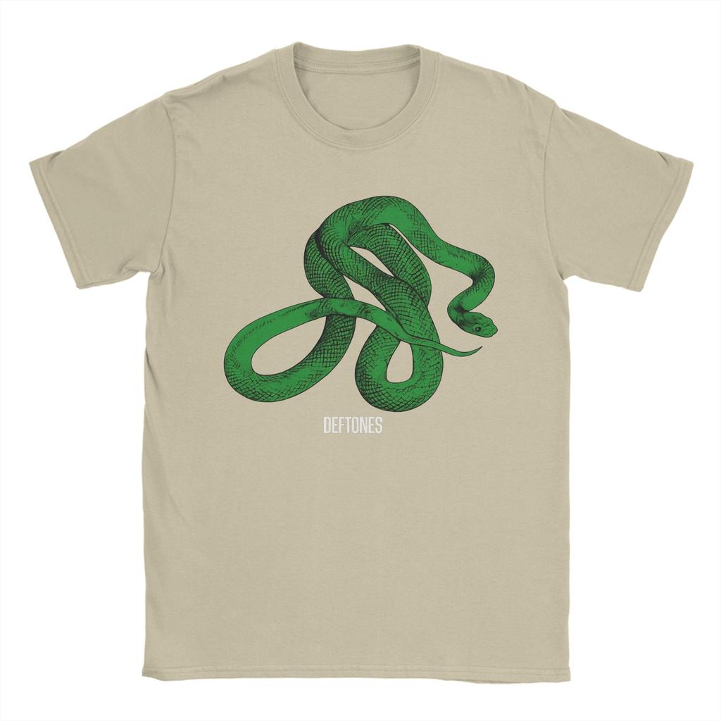 Streetwear T Shirt Deftones Green Snake Pure Cotton TShirts Novelty Tee Shirt for Unisex Summer YK Casual Short Sleeve Tees
