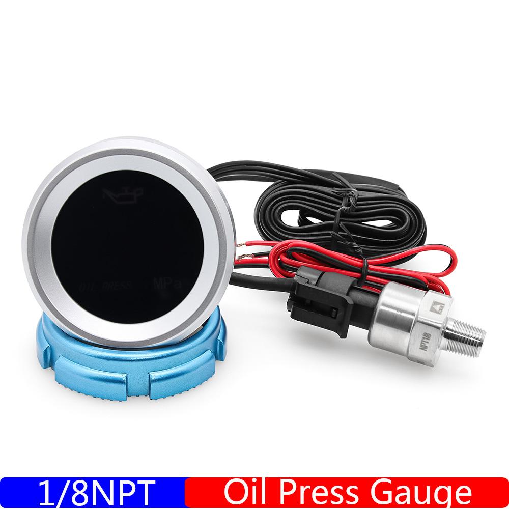 

ZMFJH 0-1.00MPa Oil Pressure Gauge with Sensor 10mm Red LED Light Oil Press Meter Flashing Alarm for Universal Car Boat DC12V24V Gauge