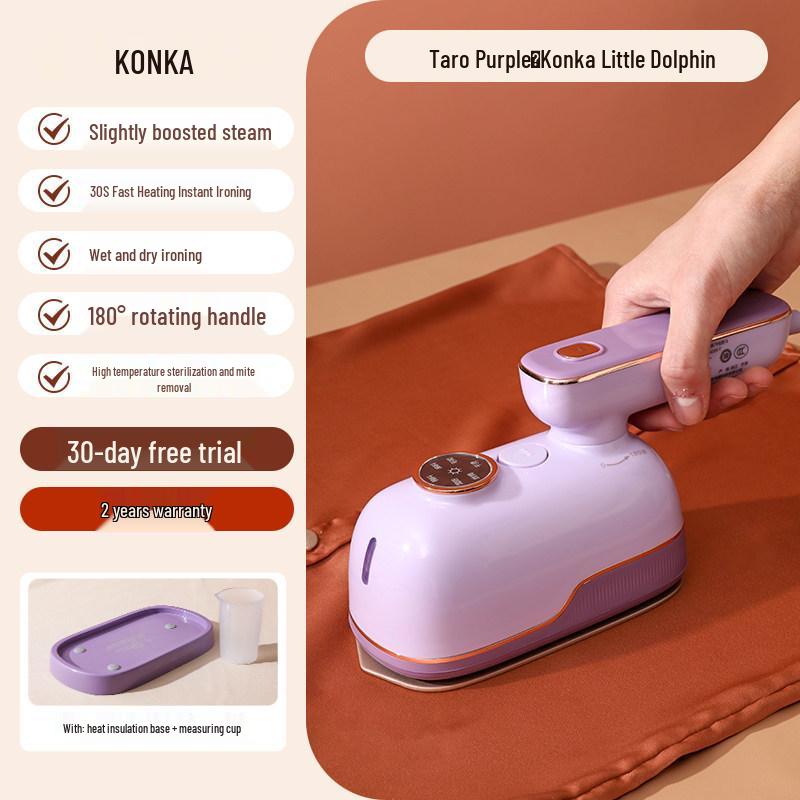 Konka Little Dolphin Portable Garment Steamer: Handheld, Dual-use, Vertical & Horizontal Iron for Dry/Wet Use.