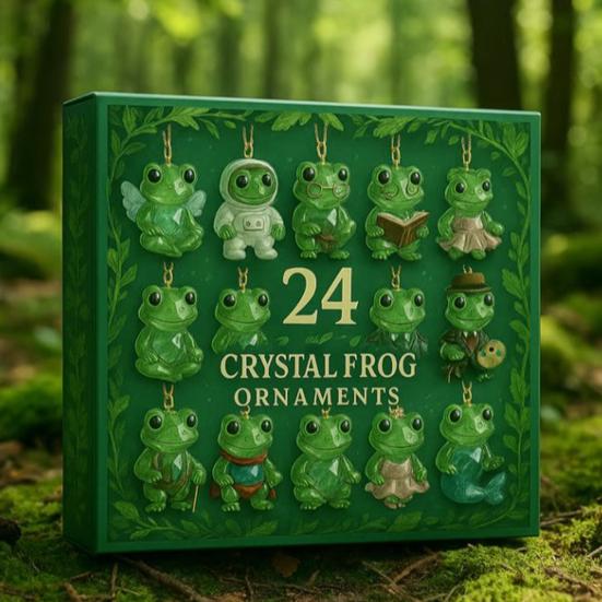 Frog Advent Calendar 2025 24 Days Woodland Theme Christmas Countdown with 2D Flat Frogs Ornaments Novelty Frog Christmas Tree Decoration