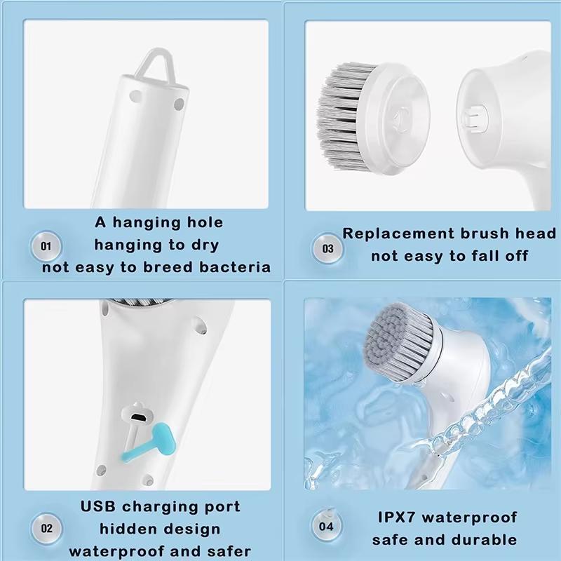 Multifunctional Handheld Wireless Electric Cleaning Brush 800mAh USB Charging Cleaning Machine for Bathroom Kitchen Dishwashing