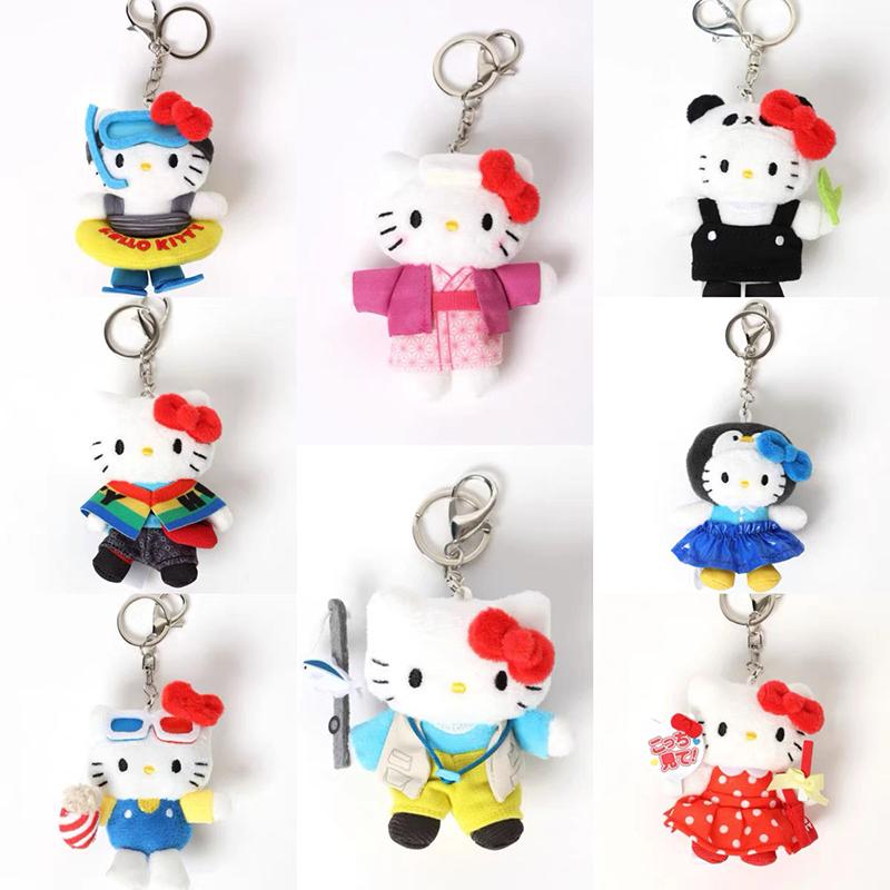Swimming Ring Hello Kitty Plush Toy Keychain Sanrio Kt Cat Soft Stuffed Doll Pendant Backpack Bag Decor Kid Gift