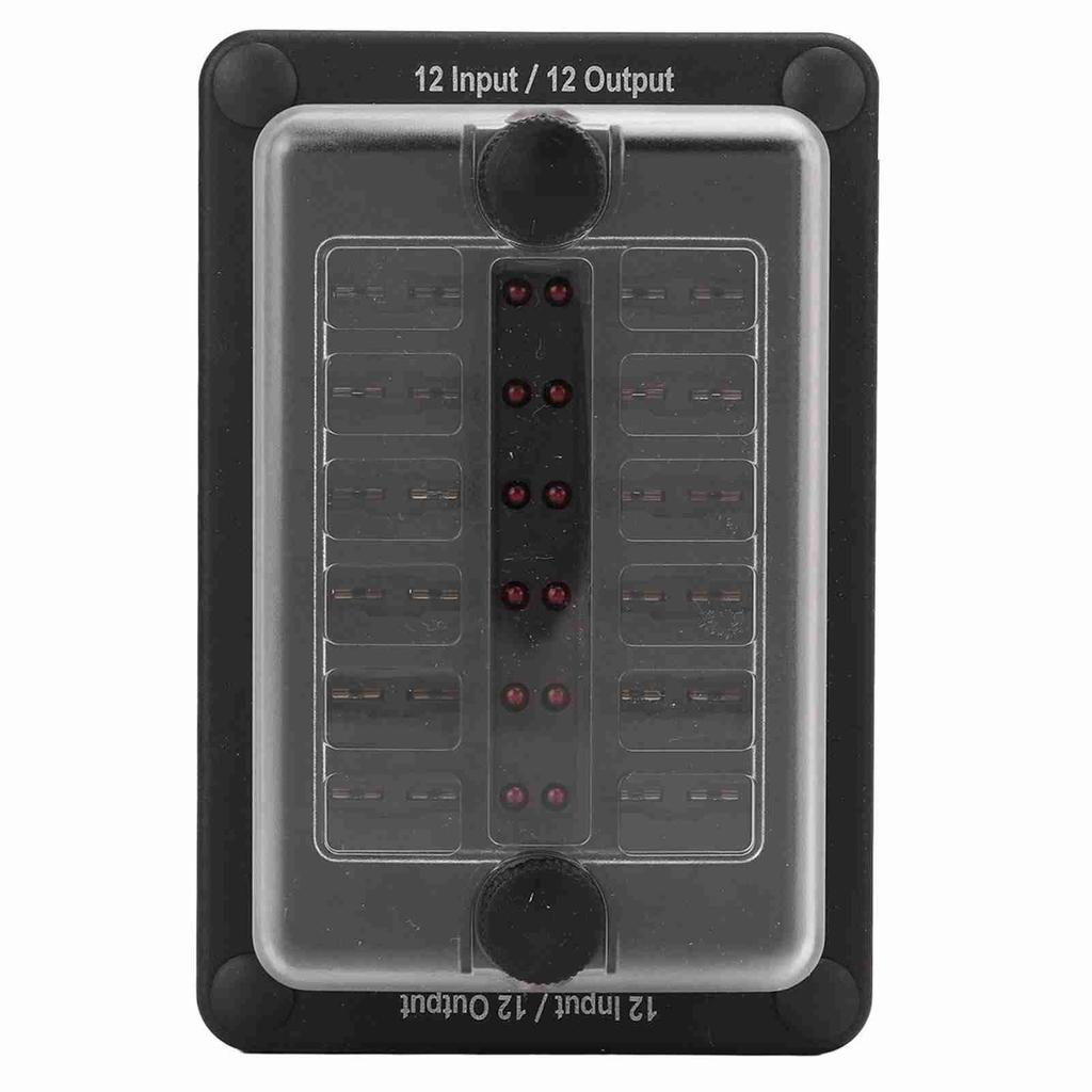 12 Way Fuse Block Waterproof ATO ATC Fuse Box LED Indicator for Car Marine Boat RV Truck