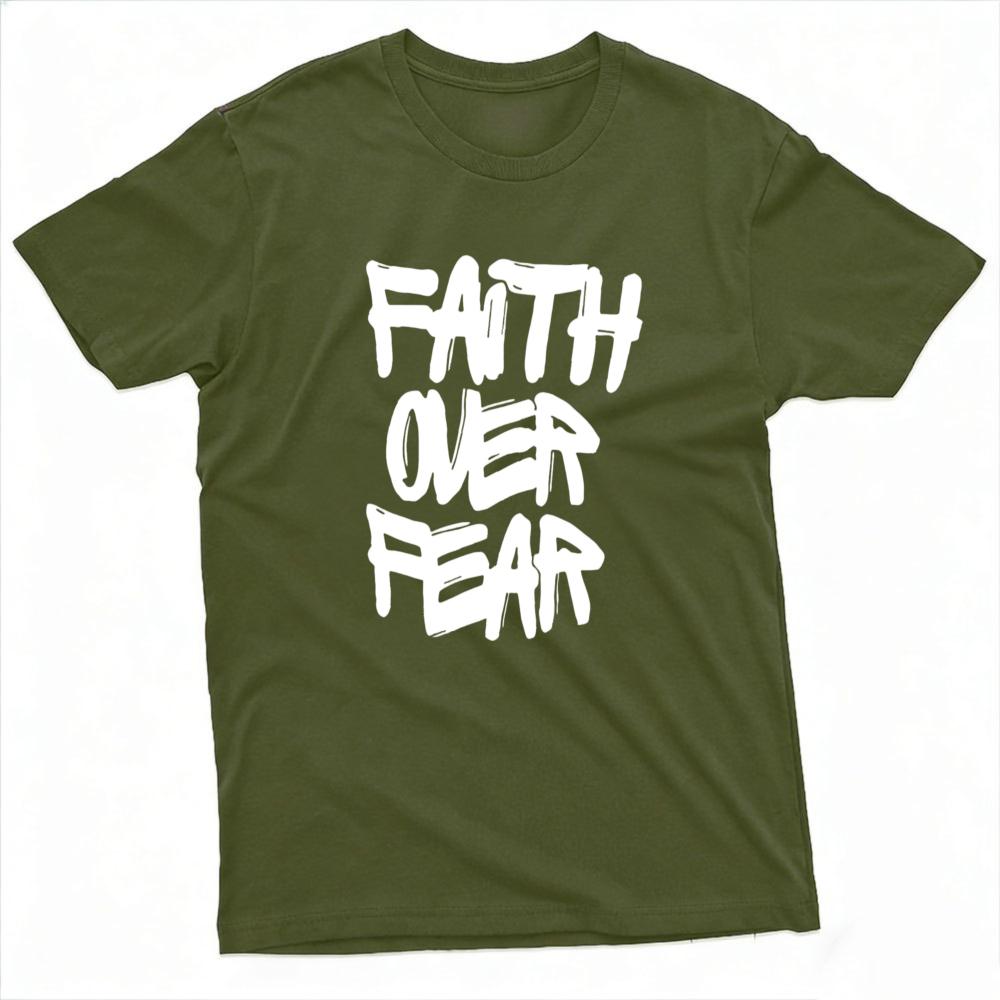 Faith Over Fear Graffiti Brush Letter Graphic T Shirt Unisex Unisex Unisex Short Sleeve Tees Christian Religious Faith Tees