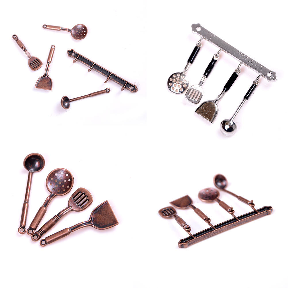 5Pcs 1:12 Doll House Miniature Metal Kitchenware Dollhouse Model Cook Set