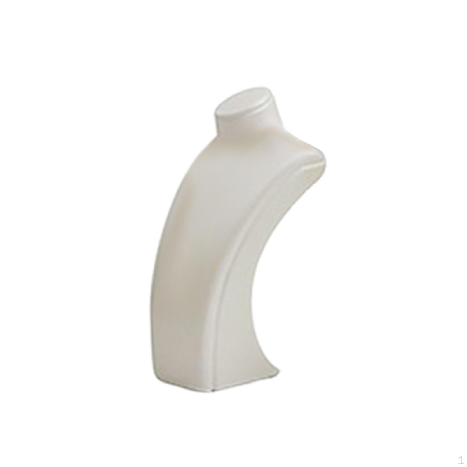 

Elegant Necklace Stand, PU Leather Jewelry Display Retro Mannequin Bust, Tabletop Storage 8cmx4.5cmx14cm белый