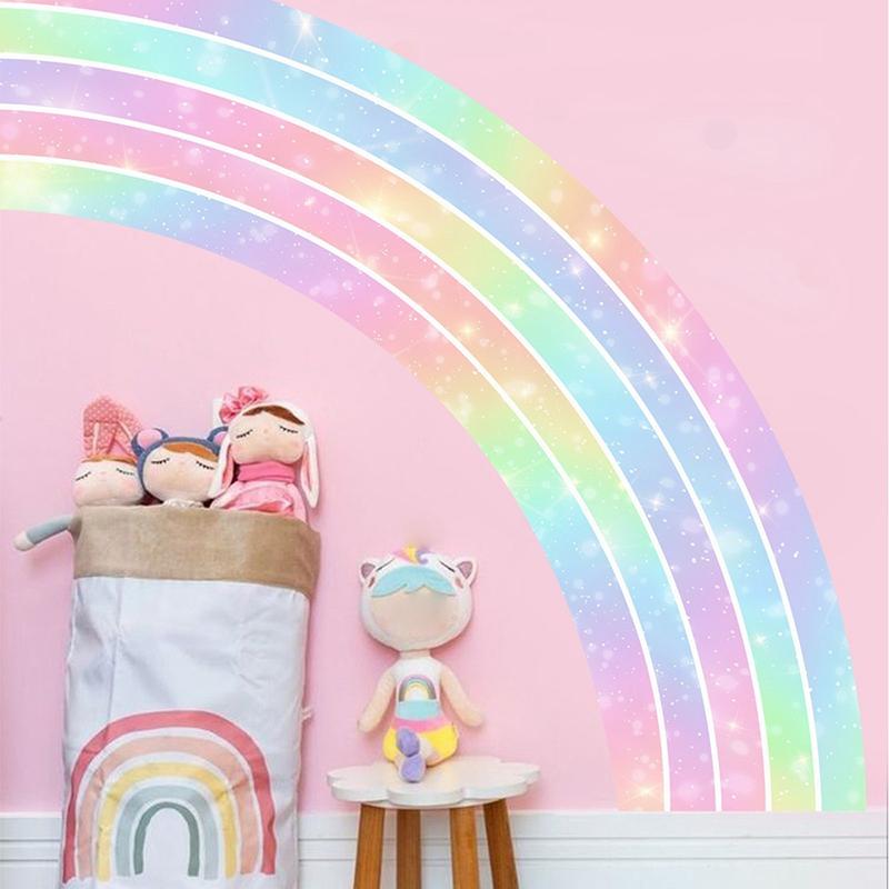 Large Rainbow Wall Mural Stickers for Kids Rooms Wall Rainbow Stickers Decals Pastel Boho Removable Wall Sticker Playroom Decor