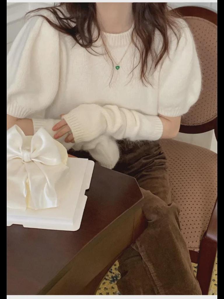 Korean Puff Sleeve Sweater for Women - New Design, Versatile for Autumn, Winter, and Spring