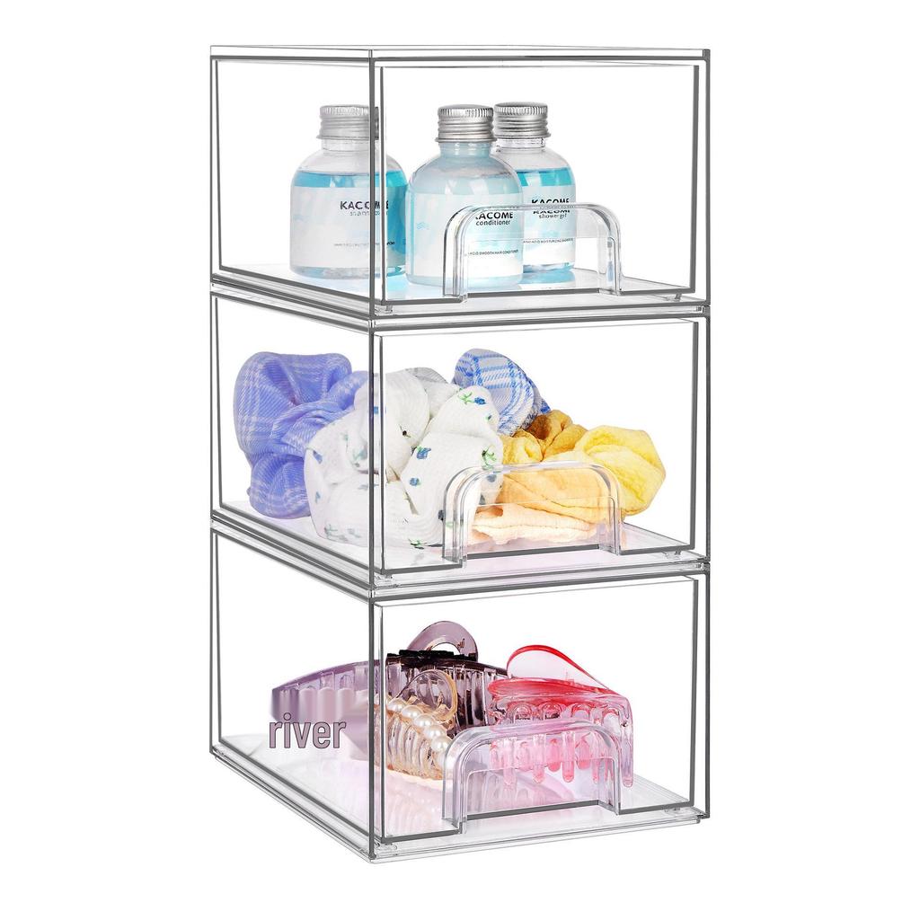 Stackable Transparent Cosmetic Storage Drawer - Multifunctional Organizer