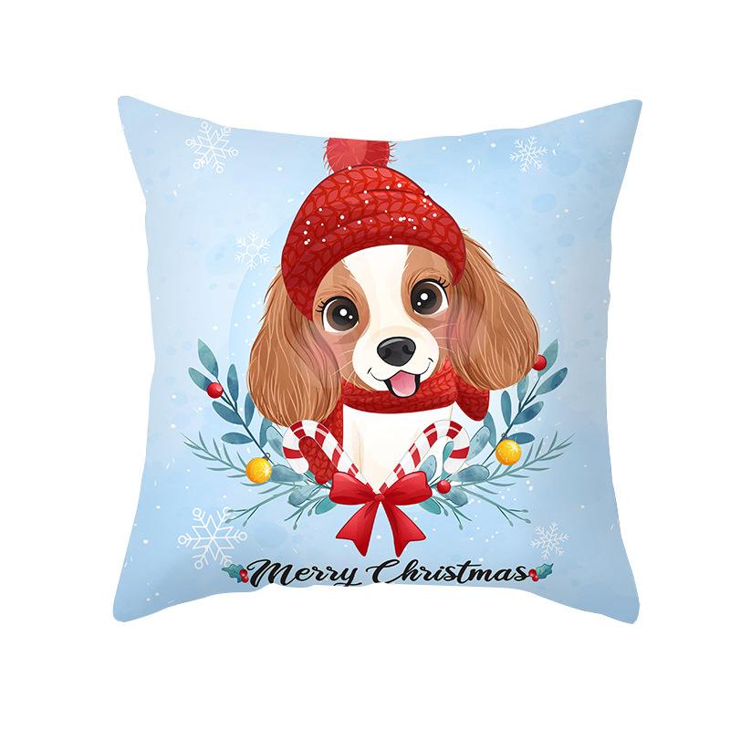 Cartoon Watercolor Christmas Pillow Cover Printed Cute Christmas Snowman Sofa Cushion Pillow Cover Home