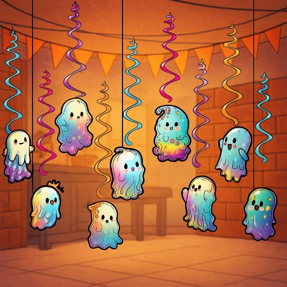 Colorful Ghost Spiral Pendant Paper Ghost Ceiling Decoration Halloween Ghost Banner  Ghost Festival