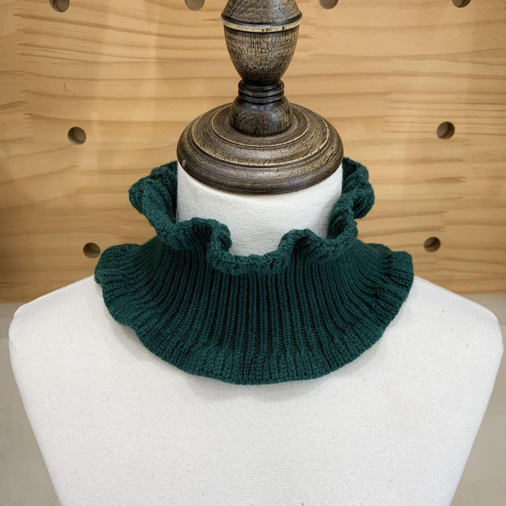 Dongdaemun Ruffle Knit Faux Collar - Woolen Neck Warmer