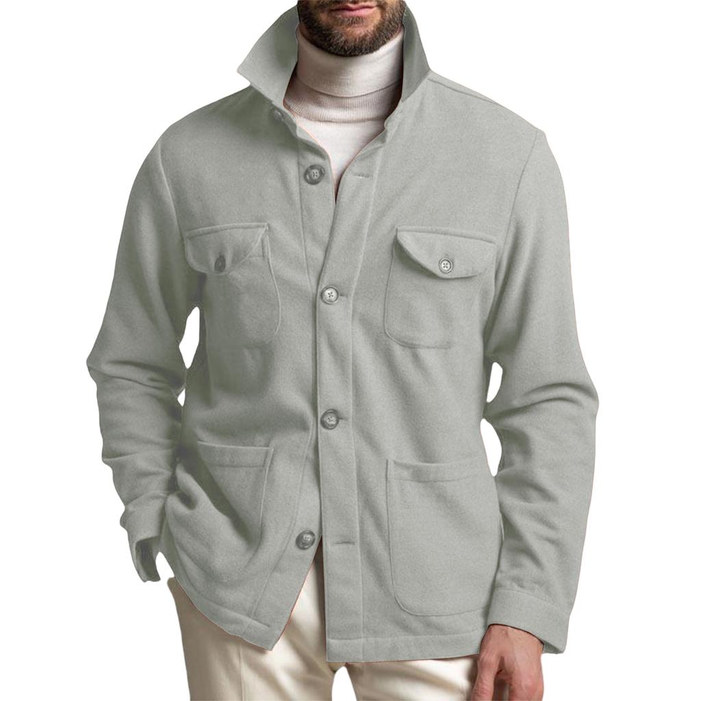 Men's Button Down Shirt Jacket Casual Long Sleeve Shacket Overshirts With Flap Pockets