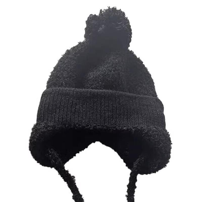 Korean Style Big Head Size Lei Feng Hat for Women Autumn and Winter Plush Warm Ear Protection Knitted Hat Big Face Small Woolen Hat