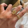Medieval old money wind gold flash diamond ring women's light luxury temperament stacking wearing niche high-end ring index finger ring accessories