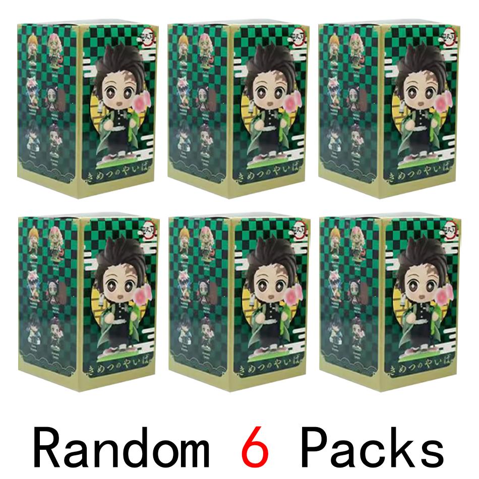 Anime Demon Slayer 6Pcs/Set Small Figure Boxed Character Multiple Combination Sets Cute Anime Toy Gift Collection Decoration PVC