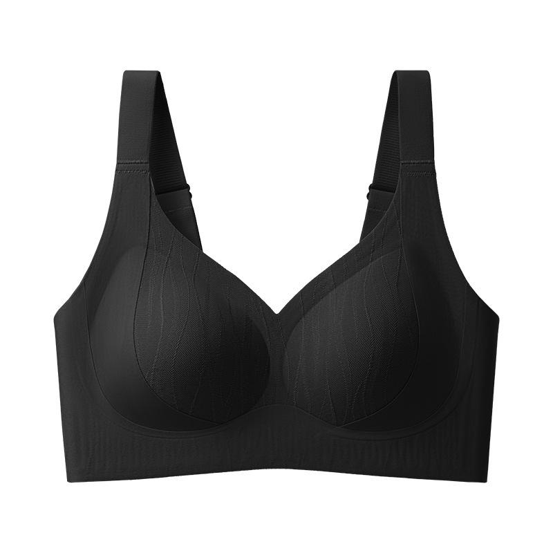

No steel ring soft support underwear integrated fixed cup gathering pull anti-sagging large size bra cover 3XL=42/95BC чорний