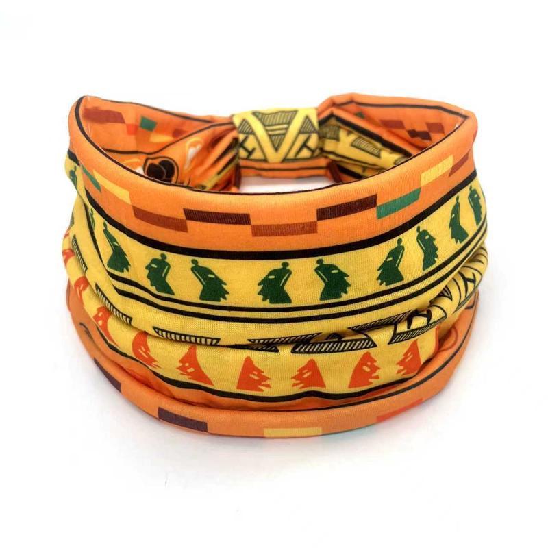 African Tribal Print Wide Headband With Soft Stretchy Fabric For Yoga Workout Running Wear
