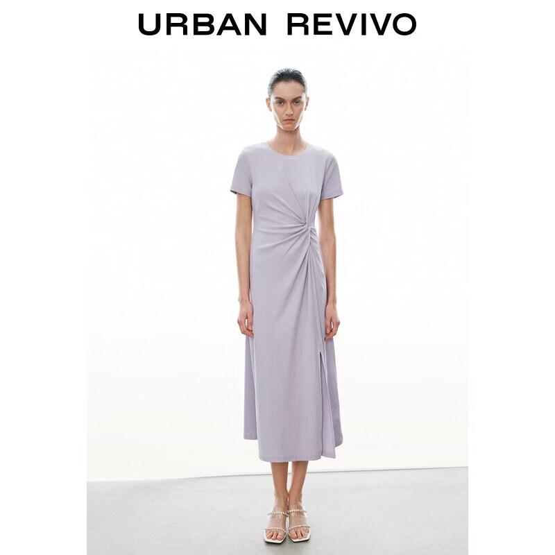 UR2026 Women s Twisted Knot Pleated Slit Slim Dress XL