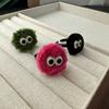 Cute Little Coal Ball Plush Open Ring for Women, Autumn Winter Niche Cartoon Funny Personality Fashion Adjustable Index Finger Jewelry