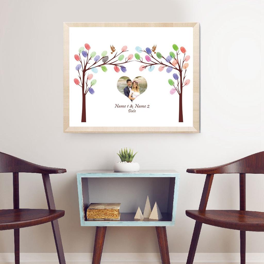 2 Set DIY Pattern Guest Signature SignIn Book Guestbook Fingerprint Painting for Wedding Birthday Party