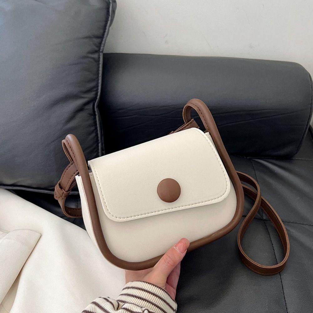Korean Style Shoulder Bag PU Leather Crossbody Bag Fashionable Small Square Saddle Bag  Women