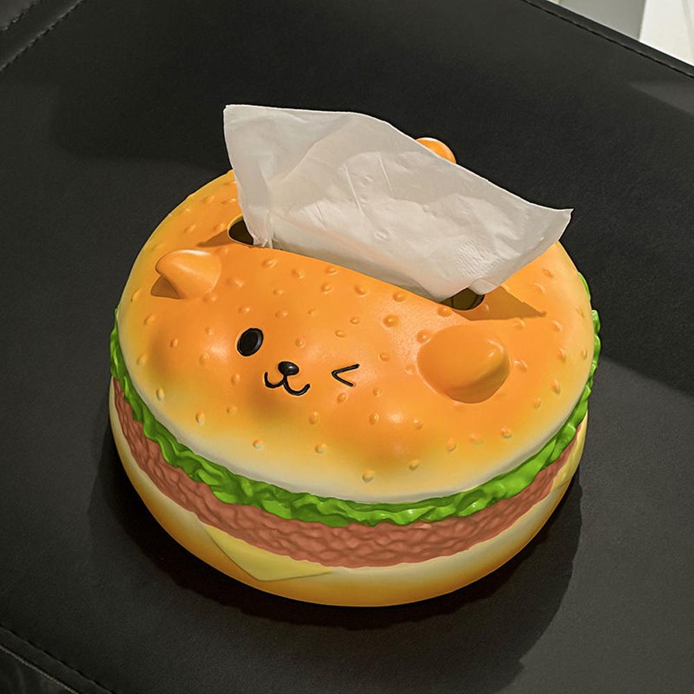 Figure Model Burger Dog Tissue Box Collectible Hamburger Fun Tissue Box  Birthday Gift