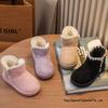 2025 Korean Style Suede Girls' Breathable All-Season Warm Snow Boots, Cotton Boots for Middle and Big Kids