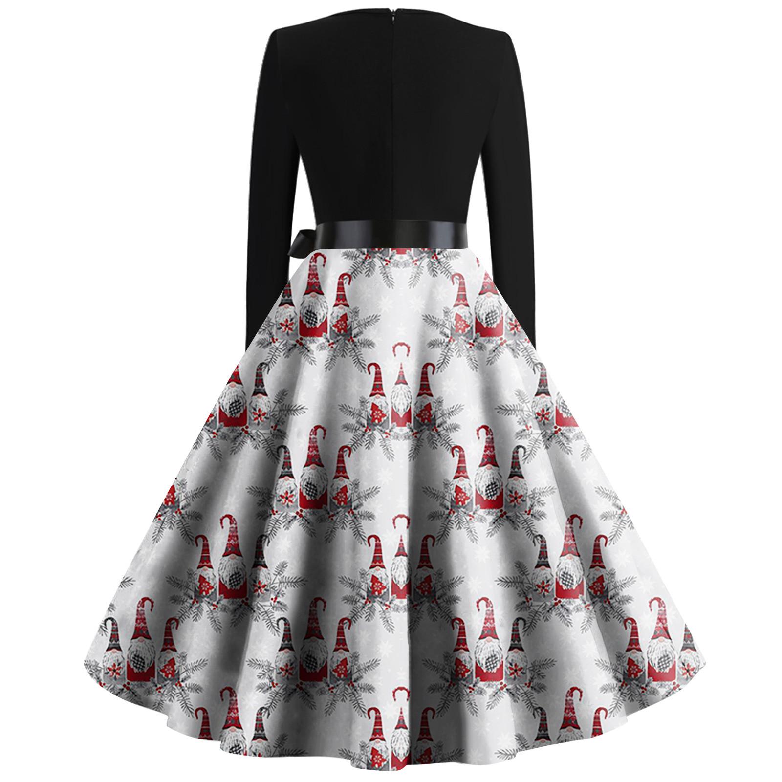 Женские модные повседневные тонкие рождественские платья с длинным рукавом с v-образным — фото 4