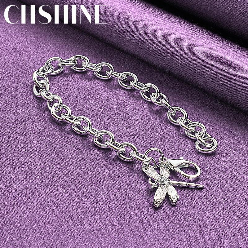 CHSHINE 925 Sterling Silver Dragonfly Chain Bracelet For Women Wedding Party Fashion Charm Jewelry