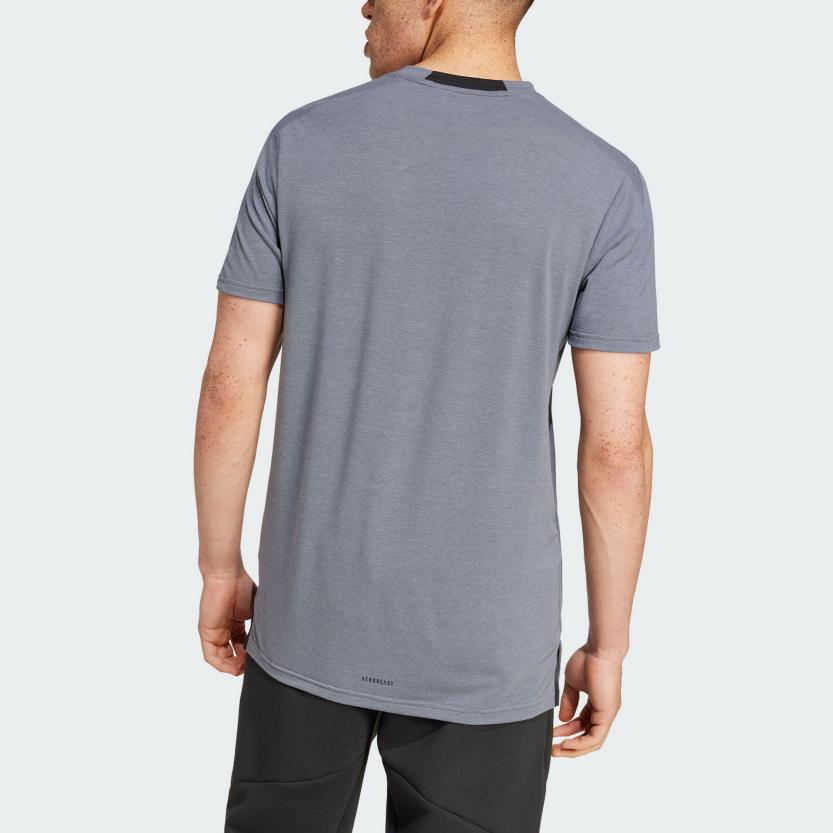 Adidas Aeroready Logo Round Neck Slim Fit Short Sleeve T-Shirt Men Tops Gray JI5766