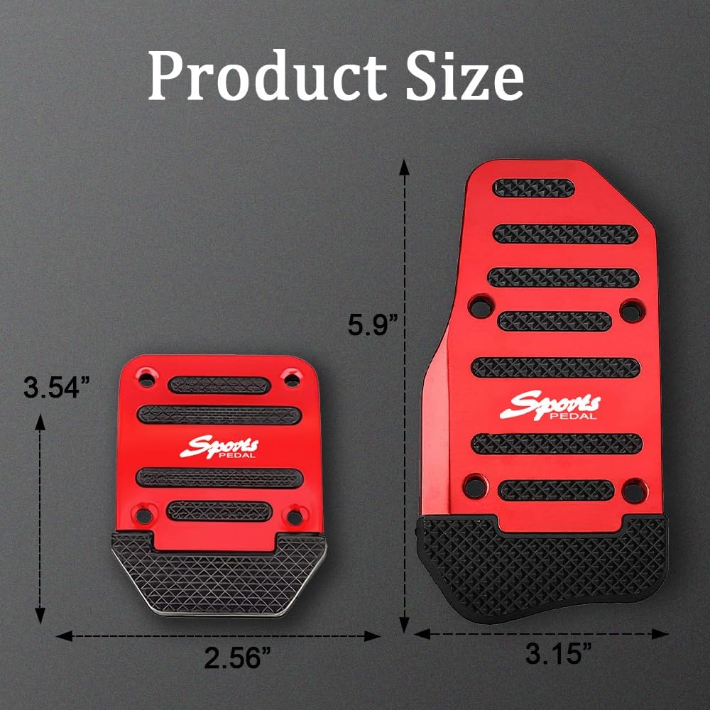3PCS Car Non-Slip Aluminum Alloy Pedal Pads, Manual Transmission Brake Pedal Covers, Sports Gas Fuel Petrol Clutch Foot Pedals, Anti-Rubbing Car