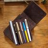 Crazy Horse Leather 6-Pen Case: Handmade Magnetic Drawer-Style Fountain Pen Storage Box
