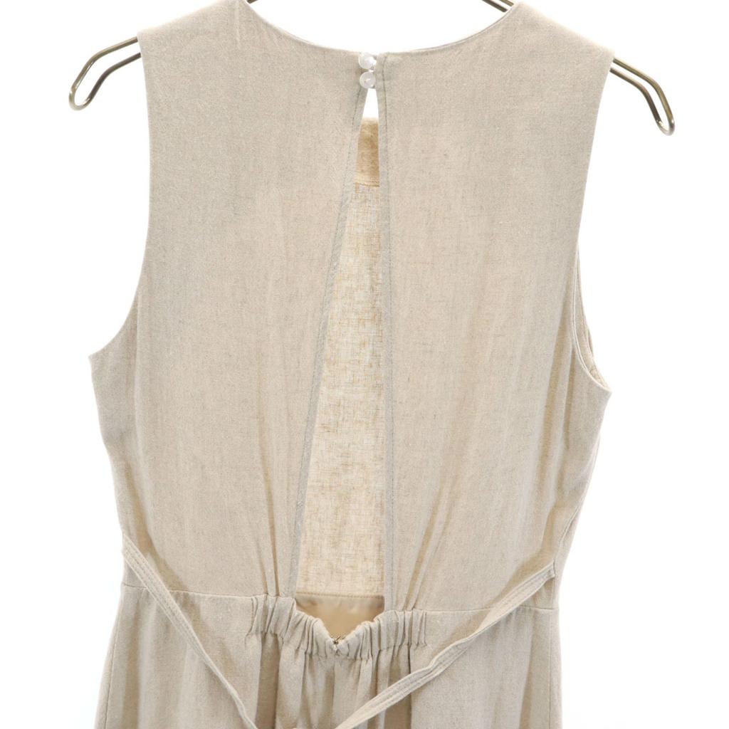 SNIDEL Made In Japan Linen Blend No Sleeve Back Ribbon Mermaid Long Dress Women Used