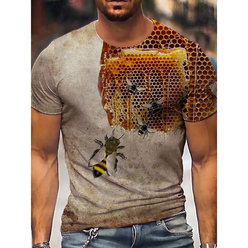 Men's T-shirt with Interesting Bee Pattern 3D Printed Top T-shirt Summer Women's Street Fashion Shirt